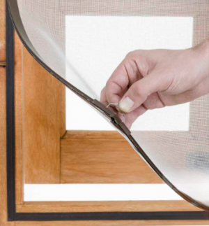 Tela mosquiteira magnética janela (moldura marrom) - Kit  90x90cm